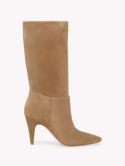 Gianvito Rossi Elise Booties In Camel Brown Suede