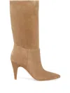 Gianvito Rossi Pointed Toe Suede Finish Ankle Boots In Brown