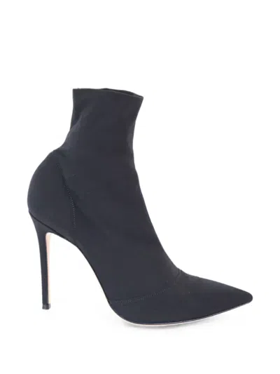 Pre-owned Gianvito Rossi Elite Stretch-knit Ankle Boots In Black