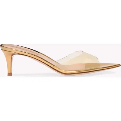 Gianvito Rossi Elle 55 Mules In Metallic Gold Plastic