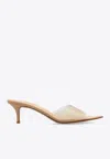 Gianvito Rossi Womens Beige Elle 55 Leather And Pvc Heeled Mules In Sand