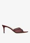 Gianvito Rossi Burgundy Suede Slippers With Transparent Mesh Overlay In Burgundy