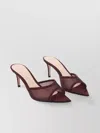 Gianvito Rossi Burgundy Suede Slippers With Transparent Mesh Overlay