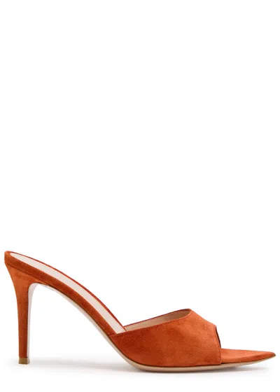 Gianvito Rossi Elle 85 Brushed Suede Mules In Orange