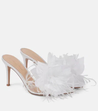 Gianvito Rossi Elle 70 Embellished Pvc Mules In White
