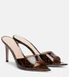 Gianvito Rossi Elle 85 Leopard-print Patent Leather Sandals In Brown