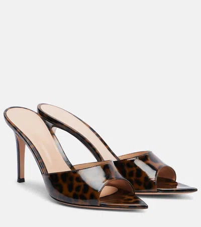 Gianvito Rossi Elle 85 Leopard-print Patent Leather Sandals In Brown