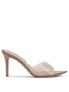 Gianvito Rossi Elle 85 Mm Pointed Toe Transparent Strap Mules In Neutral