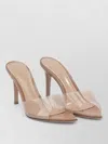 Gianvito Rossi Elle 85 Mm Pointed Toe Transparent Strap Mules In Neutral