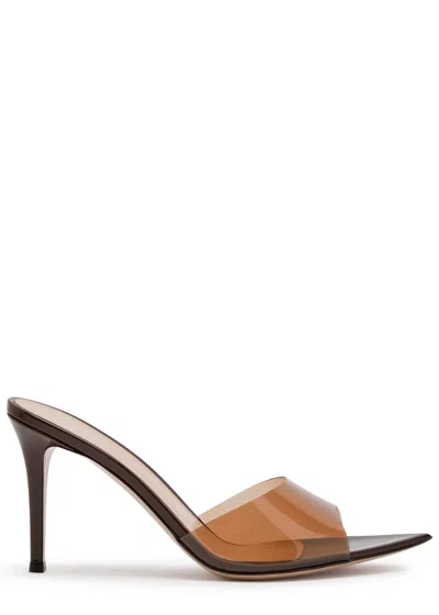 Gianvito Rossi Elle 85 Patent Leather Mules In Brown