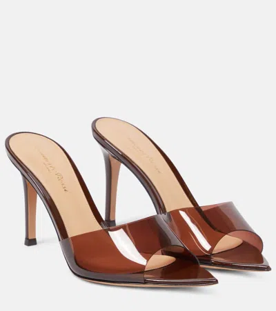 Gianvito Rossi Elle 85 Tpu And Patent Leather Mules In Brown