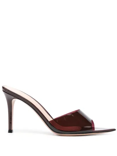 Gianvito Rossi Elle 85mm Leather Mules In Rot