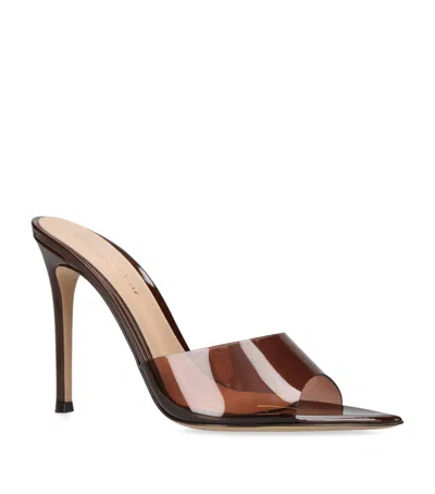 Gianvito Rossi 105mm Elle Plexi Sandal Mules In Brown