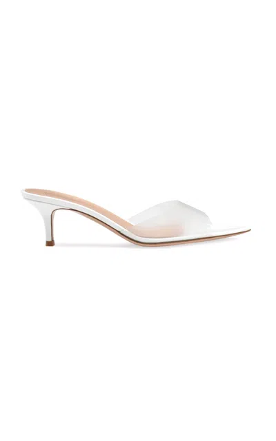 Gianvito Rossi Elle Plexi Mules In White