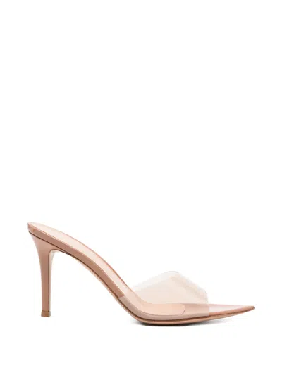 Gianvito Rossi Elle 85 Mm Pointed Toe Transparent Strap Mules In Neutral