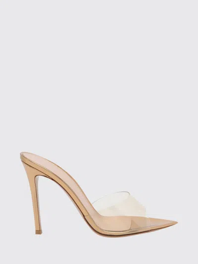 Gianvito Rossi Elle Pvc And Patent Leather Mule Sandals With High Heel In Neutral