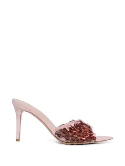 Gianvito Rossi Elle Sequin-embellished Suede Sandals In Red