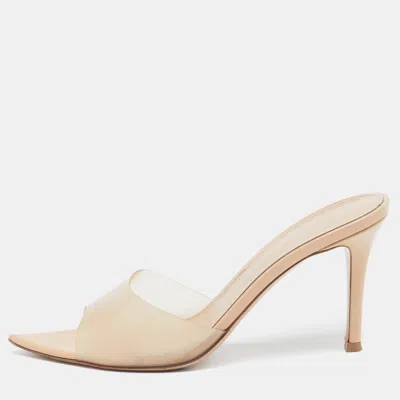 Pre-owned Gianvito Rossi Elle Size 37 Beige Pvc Slide Sandals
