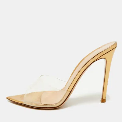 Pre-owned Gianvito Rossi Elle Size 38 Gold/transparent Pvc Slide Sandals