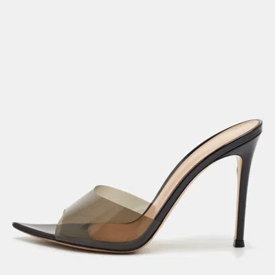 Pre-owned Gianvito Rossi Elle Size 38.5 Black Pvc Slide Sandals