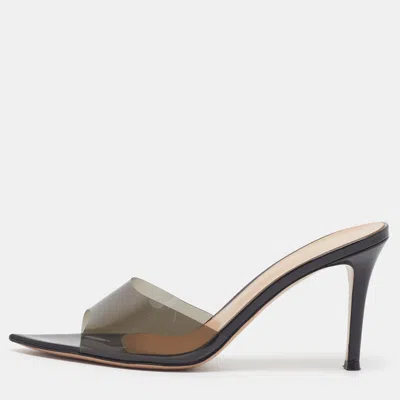 Pre-owned Gianvito Rossi Elle Size 38.5 Black Pvc Slide Sandals