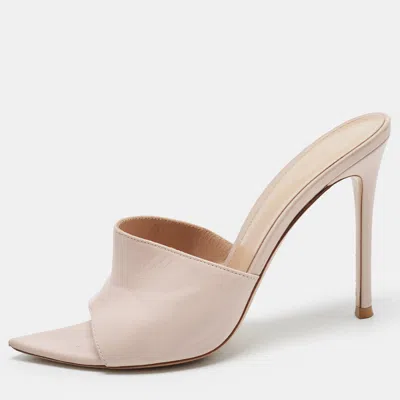 Pre-owned Gianvito Rossi Elle Size 38.5 Pink Leather Slide Sandals