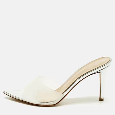 Pre-owned Gianvito Rossi Elle Size 39 White Pvc Glass Slide Sandals