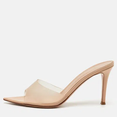 Pre-owned Gianvito Rossi Elle Size 39.5 Beige Pvc Slide Sandals