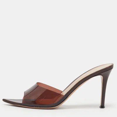 Pre-owned Gianvito Rossi Elle Size 40 Brown Pvc Slide Sandals
