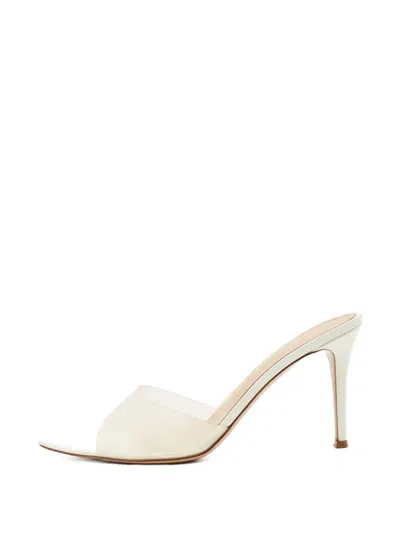 Pre-owned Gianvito Rossi Elle Slide Mules In White