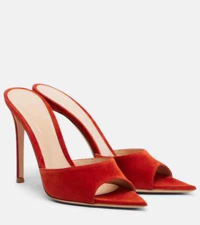 Gianvito Rossi Elle 85 Brushed Suede Mules In Orange
