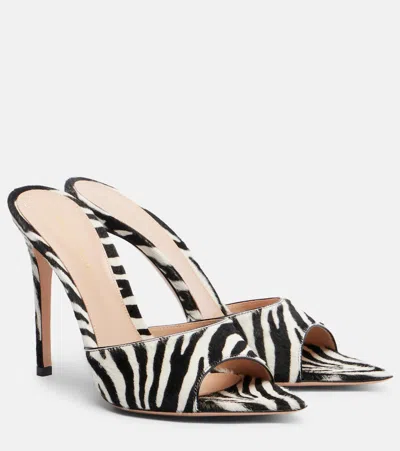Gianvito Rossi Elle Zebra-print Calf Hair Mules In Multi