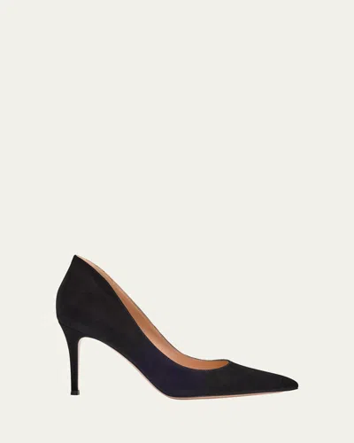 Gianvito Rossi Ellipsis Suede Stiletto Pumps In Nero