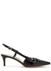 Gianvito Rossi Eloise 55 Cut-out Glossed Leather Slingback Pumps In Animal Print