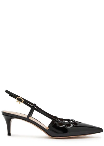 GIANVITO ROSSI GIANVITO ROSSI ELOISE 55 CUT-OUT GLOSSED LEATHER SLINGBACK PUMPS