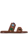 Gianvito Rossi Elegant Slide Sandals With Natural Stone Embellishments In Brown