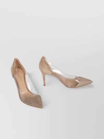 Gianvito Rossi Embellished Glitter Pointed Stiletto Transparent Pumps