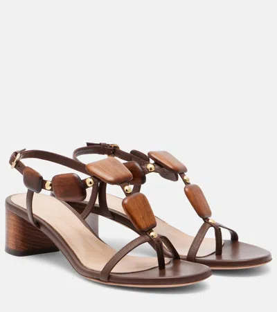Gianvito Rossi Embellished Leather Sandals In Brown