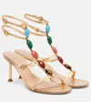 Gianvito Rossi Embellished Metallic Leather Sandals In Gold