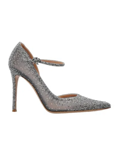 Gianvito Rossi Embellished Pointed-toe Pumps In Gray