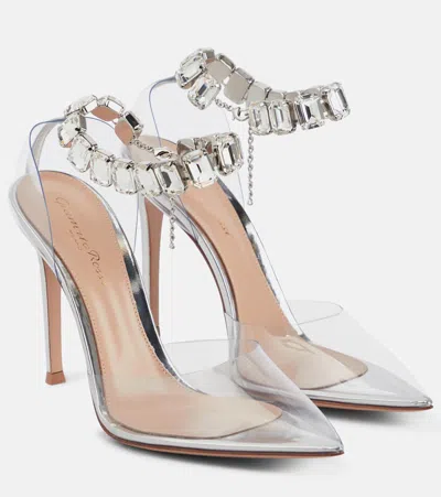 Gianvito Rossi Embellished Pvc Pumps In Trasp+silver