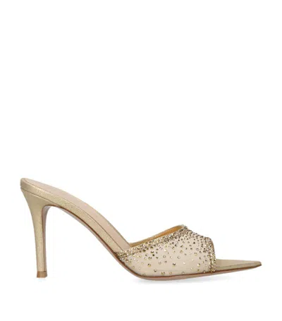 Gianvito Rossi Embellished Rania Mules 85 In Gold