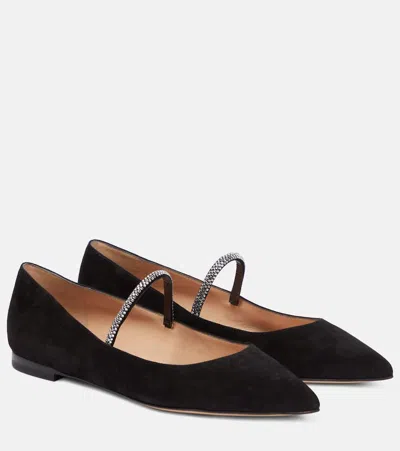 GIANVITO ROSSI EMBELLISHED SUEDE BALLET FLAT