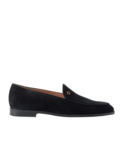 Gianvito Rossi Embellished Suede Loafers In Black