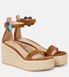 Gianvito Rossi Embellished Suede Platform Espadrilles
