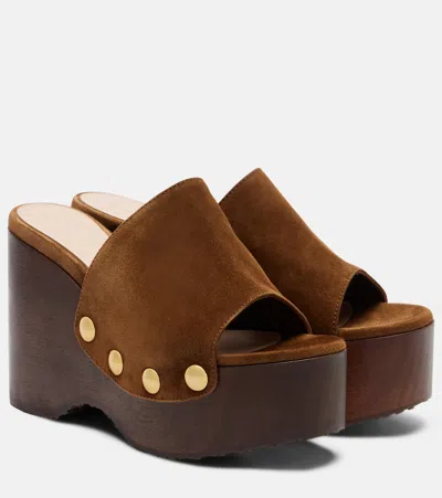 Gianvito Rossi Women Suede Leather Wedge Sandals In Brown