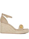 Gianvito Rossi 70mm Embellished Leather Espadrille Wedge Sandals In Neutral