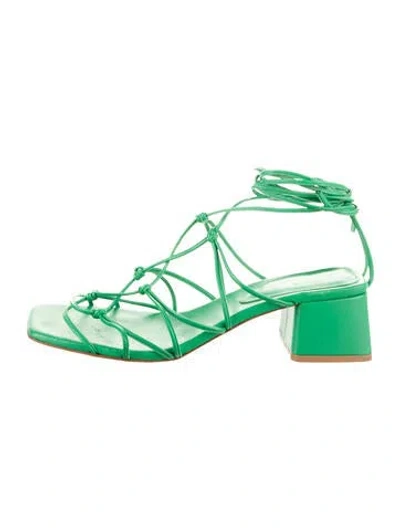 Pre-owned Gianvito Rossi Embossed Leather Sandals In Green