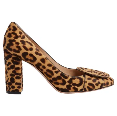 Pre-owned Gianvito Rossi Escarpins Eu39 Panther Print Leather Heels Pumps Uk6 Us8.5 New In Brown
