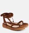 Gianvito Rossi Espa Suede Platform Thong Sandals In Beige